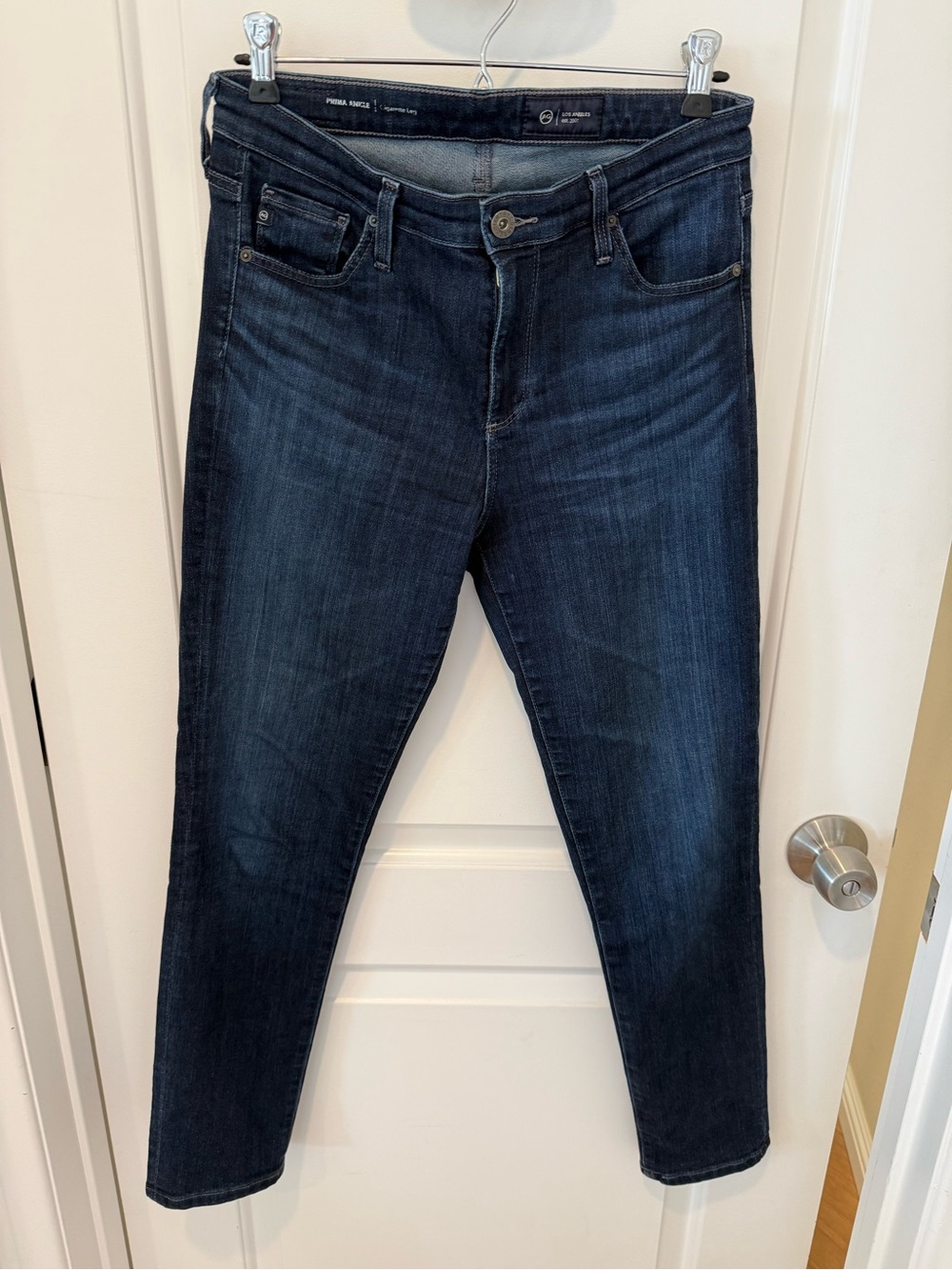 Ag Adriano Goldschmied Women's Straight Leg Jeans in Dark Blue